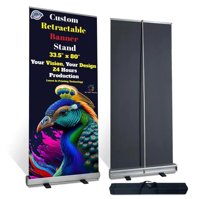 Alt view image 5 of 5 - Custom Retractable Banner - Vibrant Graphics, Make A Lasting Impression For Business, Corporate Events, Advertising, Comes With Travel Case & Stand - 33.5"x80"