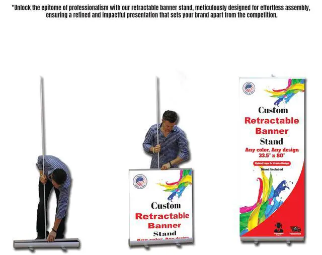 Alt view image 4 of 5 - Custom Retractable Banner - Vibrant Graphics, Make A Lasting Impression For Business, Corporate Events, Advertising, Comes With Travel Case & Stand - 33.5"x80"