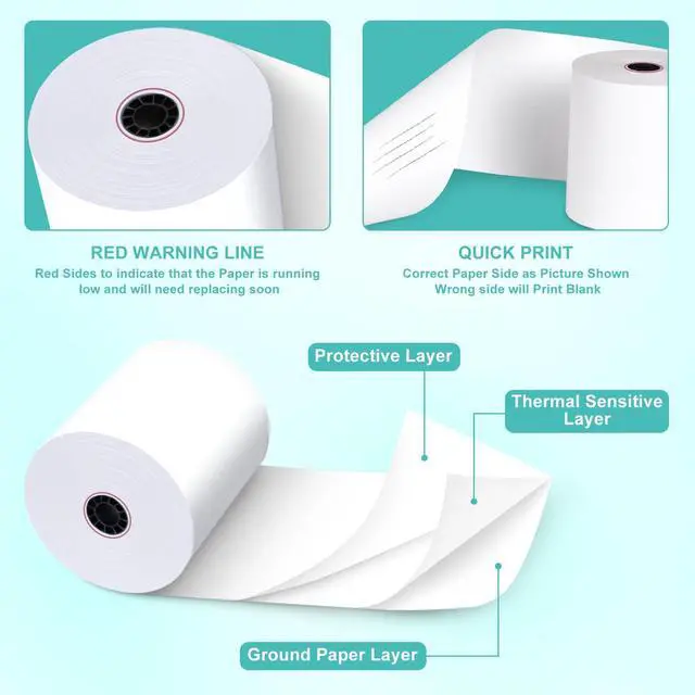 Alt view image 4 of 7 - 3 1/8 x 220 Thermal Receipt Paper 50 Rolls Printer Paper 45 GSM - Compatible with ALL POS Systems, Cash Registers, Thermal Receipt Rolls