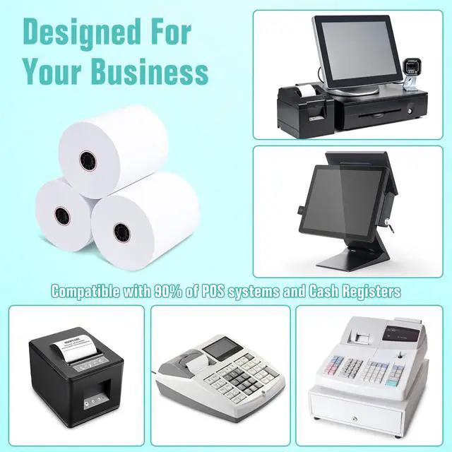 Alt view image 6 of 7 - 3 1/8 x 220 Thermal Receipt Paper 50 Rolls Printer Paper 45 GSM - Compatible with ALL POS Systems, Cash Registers, Thermal Receipt Rolls
