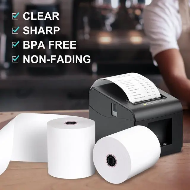 Alt view image 7 of 7 - 3 1/8 x 220 Thermal Receipt Paper 50 Rolls Printer Paper 45 GSM - Compatible with ALL POS Systems, Cash Registers, Thermal Receipt Rolls