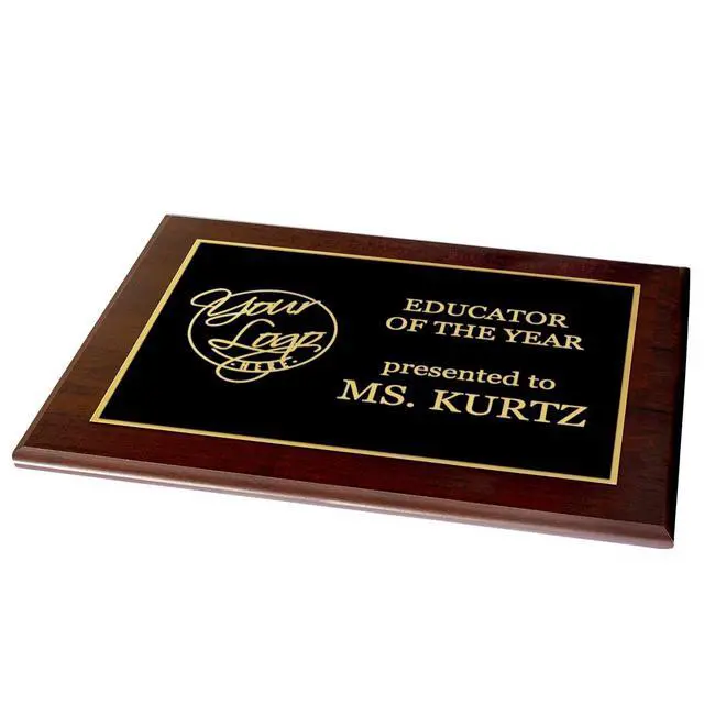 Alt view image 2 of 6 - Custom Laser Engraved Award Plaque, Personalized Recognition Plaque with Black Plate and Gold or Silver Engraving, Multiple Wood Finishes for Employee, Corporate & Achievement Awards | Custom