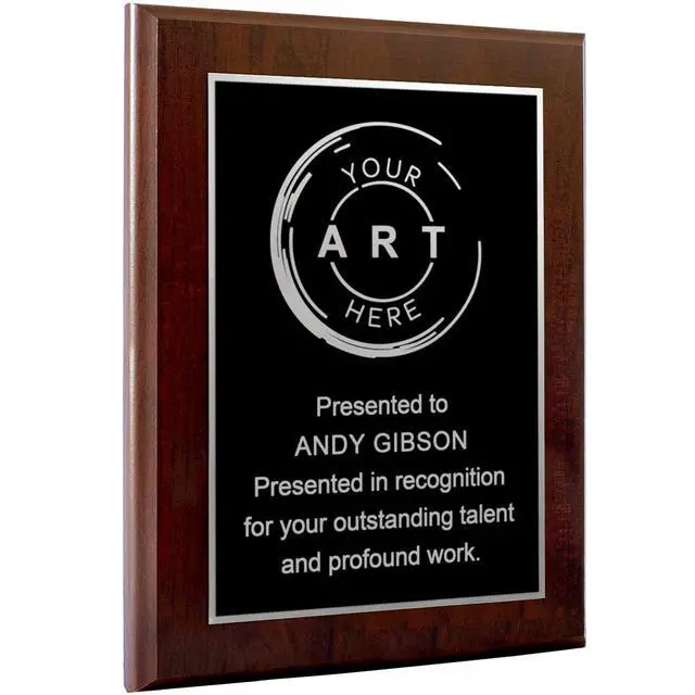 Alt view image 5 of 6 - Custom Laser Engraved Award Plaque, Personalized Recognition Plaque with Black Plate and Gold or Silver Engraving, Multiple Wood Finishes for Employee, Corporate & Achievement Awards | Custom