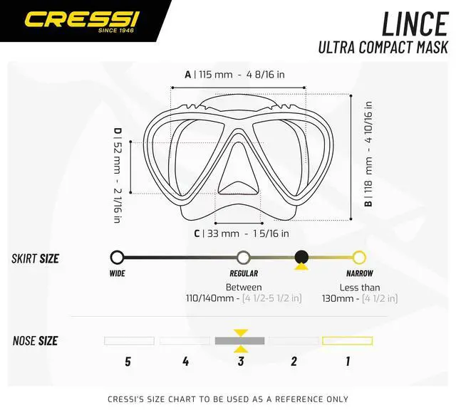 Alt view image 5 of 6 - Dual Lens Adult Scuba Diving and Snorkeling Mask for Narrower Faces Wide, Comfortable View - Lince: Made in Italy