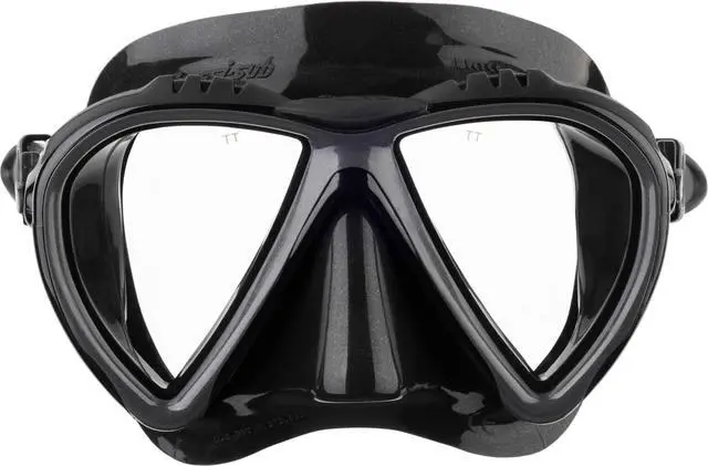 Alt view image 2 of 6 - Dual Lens Adult Scuba Diving and Snorkeling Mask for Narrower Faces Wide, Comfortable View - Lince: Made in Italy