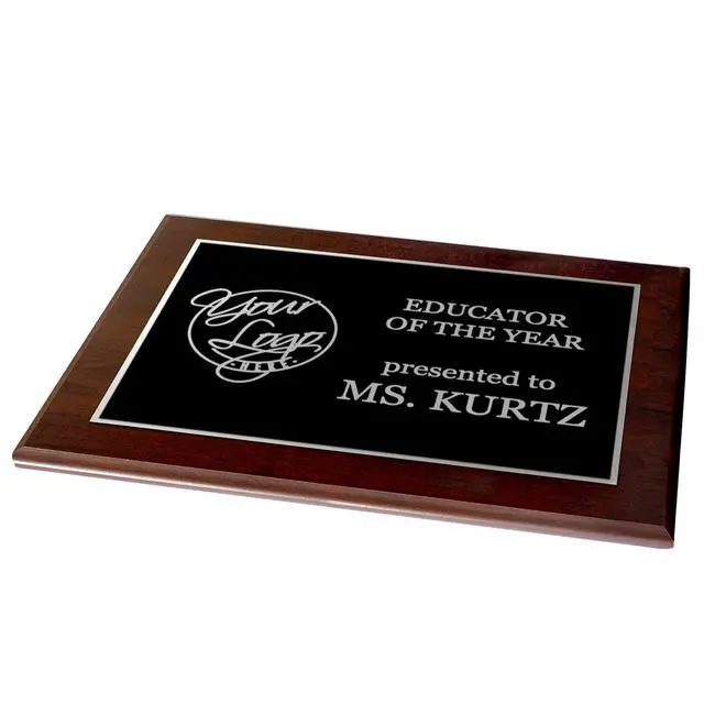 Alt view image 6 of 6 - Custom Laser Engraved Award Plaque, Personalized Recognition Plaque with Black Plate and Gold or Silver Engraving, Multiple Wood Finishes for Employee, Corporate & Achievement Awards | Custom