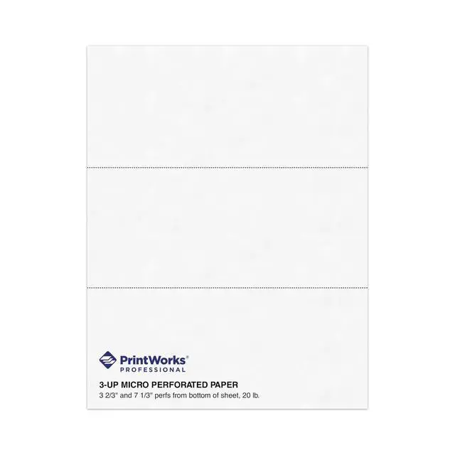 Alt view image 2 of 7 - Professional 3 Part Perforated Paper 8.5 x 11 - Perfect For W-2, 1099, & Statement Use - Made in the USA - 2500 Sheets - 20 lb - Printer Compatible - White (04120C)