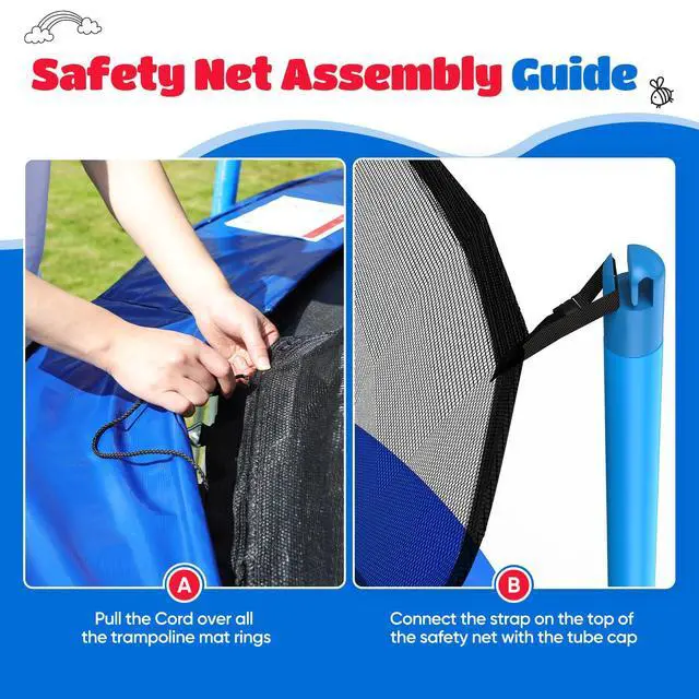 Alt view image 4 of 7 - Trampoline Net - Trampoline Netting Replacement for 6-8 Straight Poles - 10FT 12FT 14FT 15FT 16FT Round Frame Trampolines (Replacement Net Only)