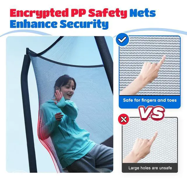 Alt view image 5 of 7 - Trampoline Net - Trampoline Netting Replacement for 6-8 Straight Poles - 10FT 12FT 14FT 15FT 16FT Round Frame Trampolines (Replacement Net Only)