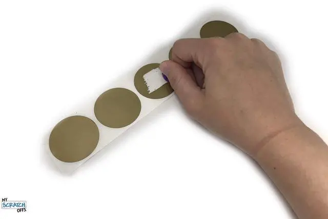 Alt view image 3 of 4 - 1.5 in Gold Round Scratch-Off Stickers, 5000 Pack | Ideal for gender reveals, baby showers, wedding games, invitations, raffle tickets, classroom rewards, business campaigns