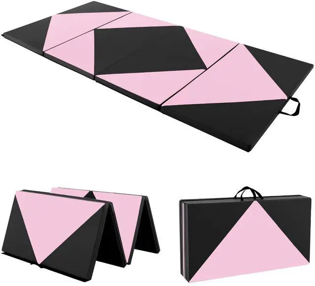 Main image of 4'x8' Gymnastics Mat, 2" Thick Folding Tumbling Mat with Carrying Handles, Foldable Gym Mat with Hook and Loop Fastener, Cheer Mats for Kids Adults Home Exercise Aerobics Fitness
