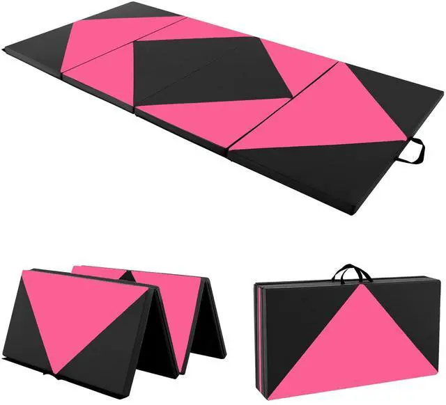 Main image of 4'x8' Gymnastics Mat, 2" Thick Folding Tumbling Mat with Carrying Handles, Foldable Gym Mat with Hook and Loop Fastener, Cheer Mats for Kids Adults Home Exercise Aerobics Fitness