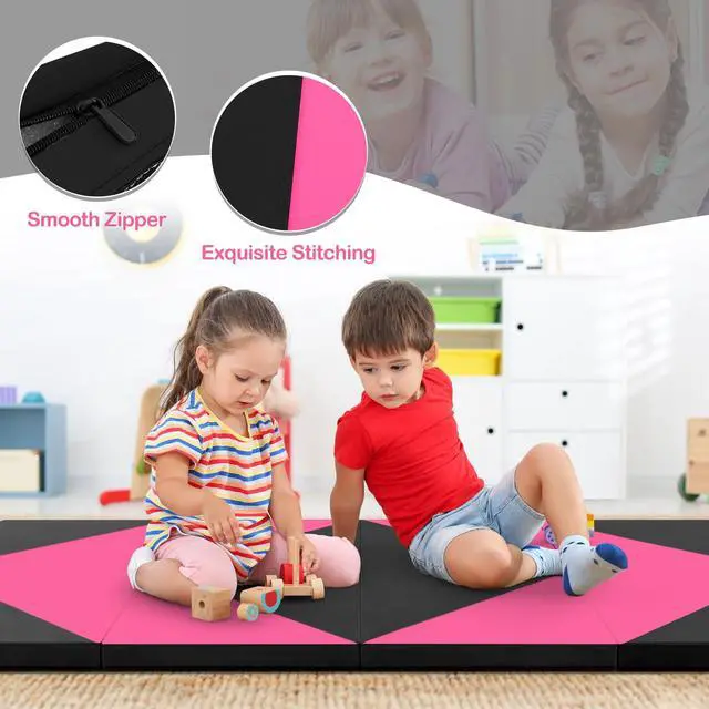 Alt view image 5 of 6 - 4'x8' Gymnastics Mat, 2" Thick Folding Tumbling Mat with Carrying Handles, Foldable Gym Mat with Hook and Loop Fastener, Cheer Mats for Kids Adults Home Exercise Aerobics Fitness