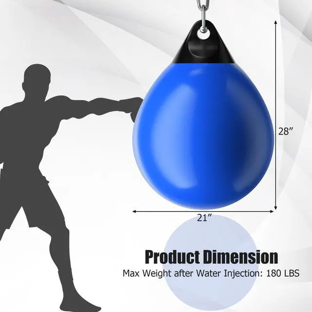 Alt view image 7 of 7 - Punching Bag, Water Aqua Bag w/Water Injector & Hanging Accessories, Folding Heavy Duty Boxing Bag for Home Gym, Boxing Training Equipment for Adults