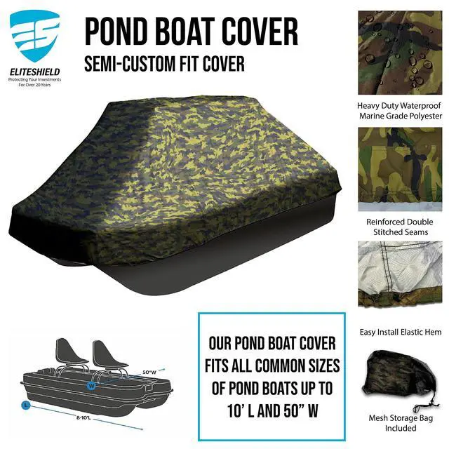 Alt view image 2 of 7 - Waterproof Pond Boat Storage Cover, Fits Pond Prowler Bass Boat up to 10.2ft Long, Beam Width up to 50 inch Camo Color