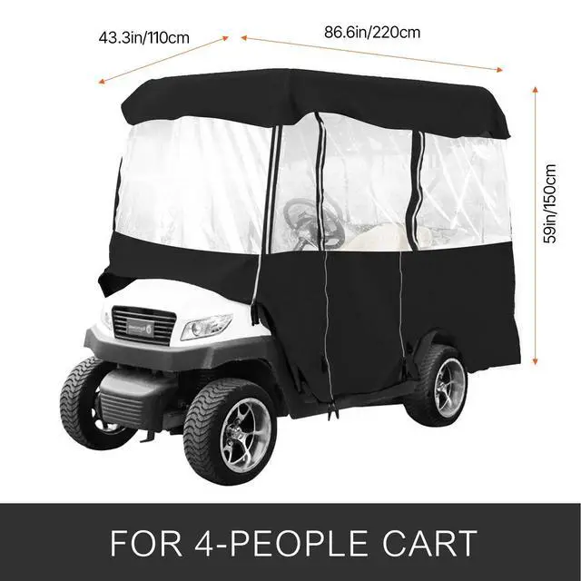 Alt view image 2 of 7 - Golf Cart Enclosure, 4-Person Golf Cart Cover, 4-Sided Fairway Deluxe, 300D Waterproof Driving Enclosure with Transparent Windows, Fit for EZGO, Club Car, Yamaha Cart