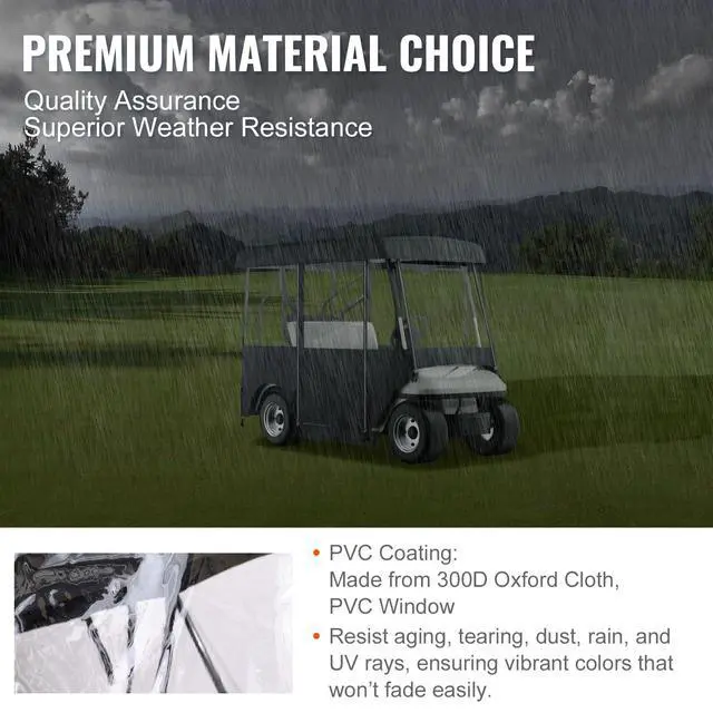 Alt view image 3 of 7 - Golf Cart Enclosure, 4-Person Golf Cart Cover, 4-Sided Fairway Deluxe, 300D Waterproof Driving Enclosure with Transparent Windows, Fit for EZGO, Club Car, Yamaha Cart