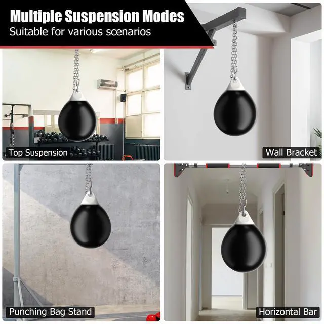 Alt view image 6 of 7 - Punching Bag, Water Aqua Bag w/Water Injector & Hanging Accessories, Folding Heavy Duty Boxing Bag for Home Gym, Boxing Training Equipment for Adults
