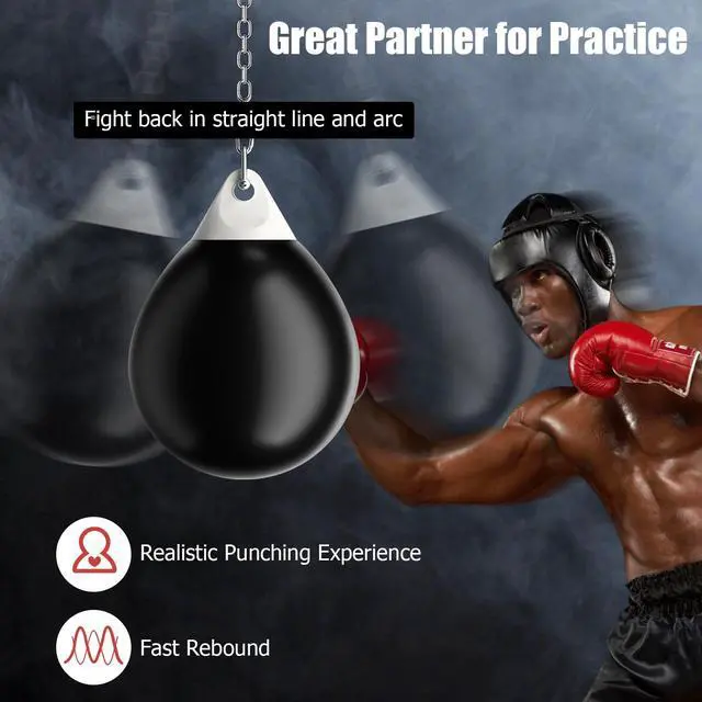 Alt view image 2 of 7 - Punching Bag, Water Aqua Bag w/Water Injector & Hanging Accessories, Folding Heavy Duty Boxing Bag for Home Gym, Boxing Training Equipment for Adults