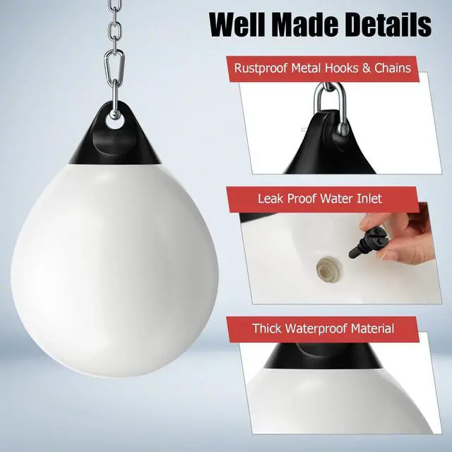 Alt view image 3 of 7 - Punching Bag, Water Aqua Bag w/Water Injector & Hanging Accessories, Folding Heavy Duty Boxing Bag for Home Gym, Boxing Training Equipment for Adults
