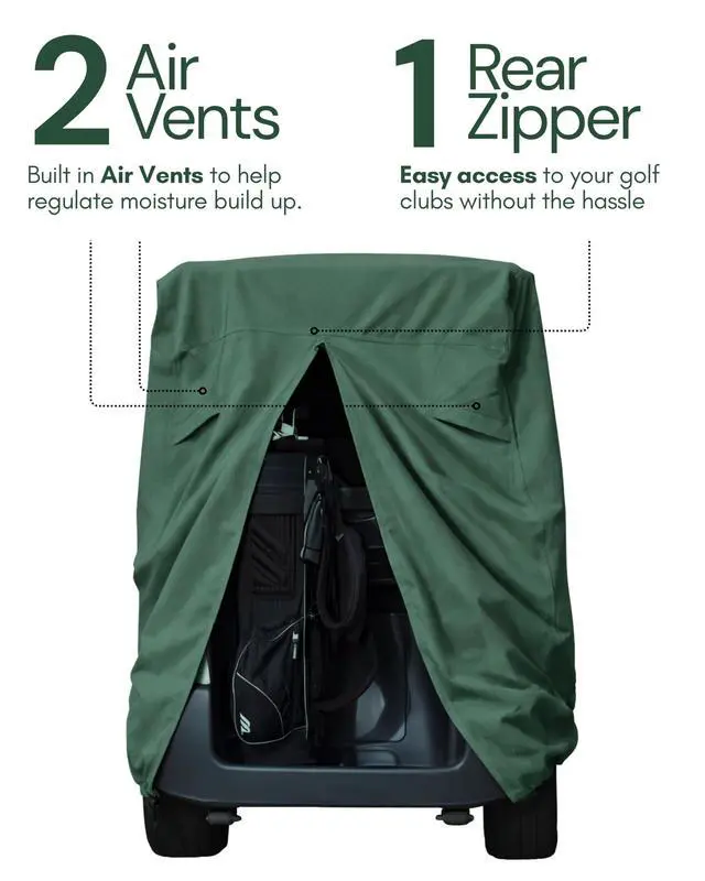 Alt view image 5 of 6 - Golf Cart Cover 4 Seater roof up to 80" L Green, fits EZGO, Club Car and Yamaha G/YDR Model