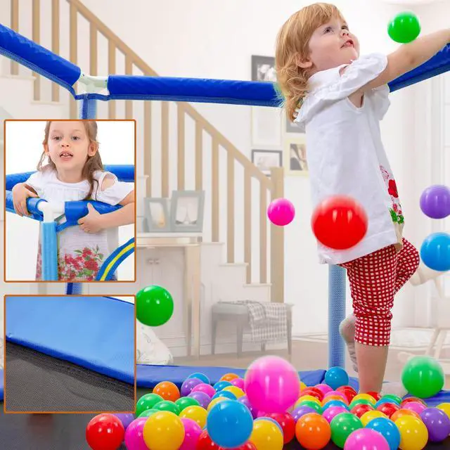 Alt view image 6 of 7 - 55" Indoor/Outdoor Kids Jumper: Safety Enclosure Net, Ball Pit Included | 4.5FT Mini Trampoline for Toddlers & Babies 3+ Months