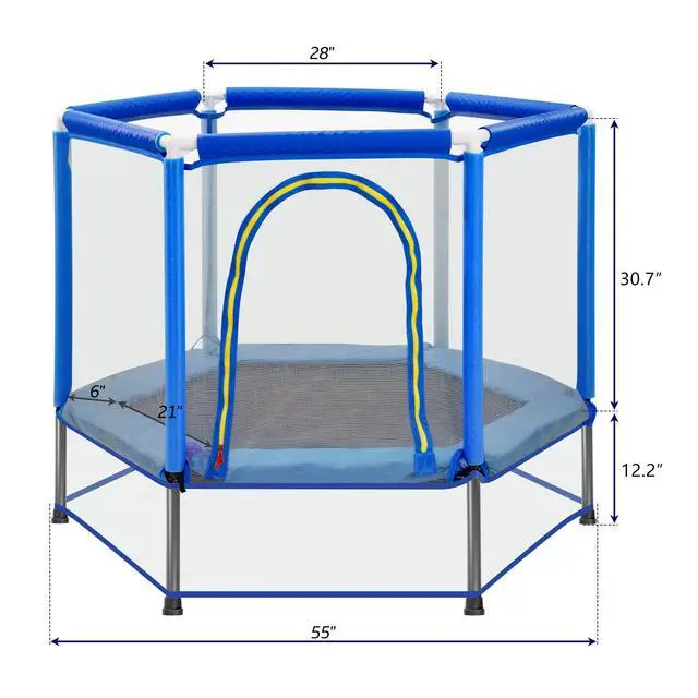 Alt view image 7 of 7 - 55" Indoor/Outdoor Kids Jumper: Safety Enclosure Net, Ball Pit Included | 4.5FT Mini Trampoline for Toddlers & Babies 3+ Months