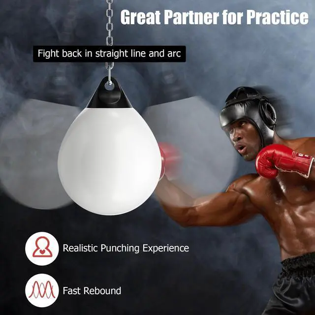 Alt view image 5 of 7 - Punching Bag, Water Aqua Bag w/Water Injector & Hanging Accessories, Folding Heavy Duty Boxing Bag for Home Gym, Boxing Training Equipment for Adults