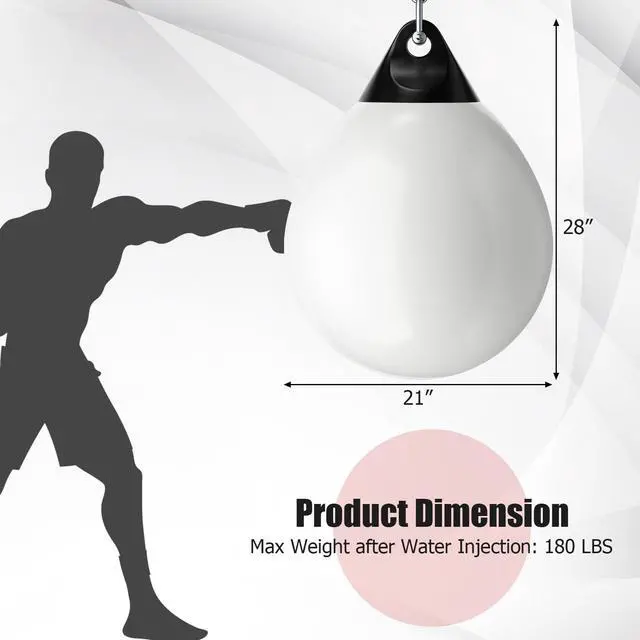 Alt view image 6 of 7 - Punching Bag, Water Aqua Bag w/Water Injector & Hanging Accessories, Folding Heavy Duty Boxing Bag for Home Gym, Boxing Training Equipment for Adults