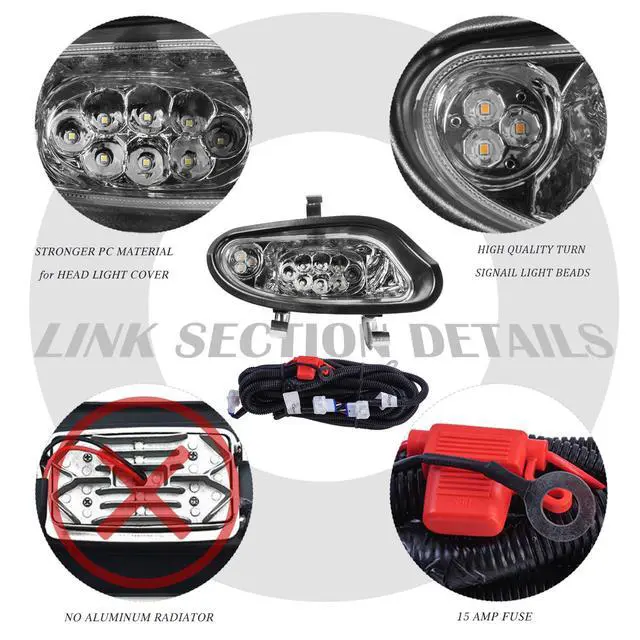 Alt view image 7 of 7 - VPAHub EZGO TXT 2014+ Freedom LED Basic Light Kit 48V, 2 LED headlight, 2 LED taillight, 1 Basic wiring harness, instruction & hardware included