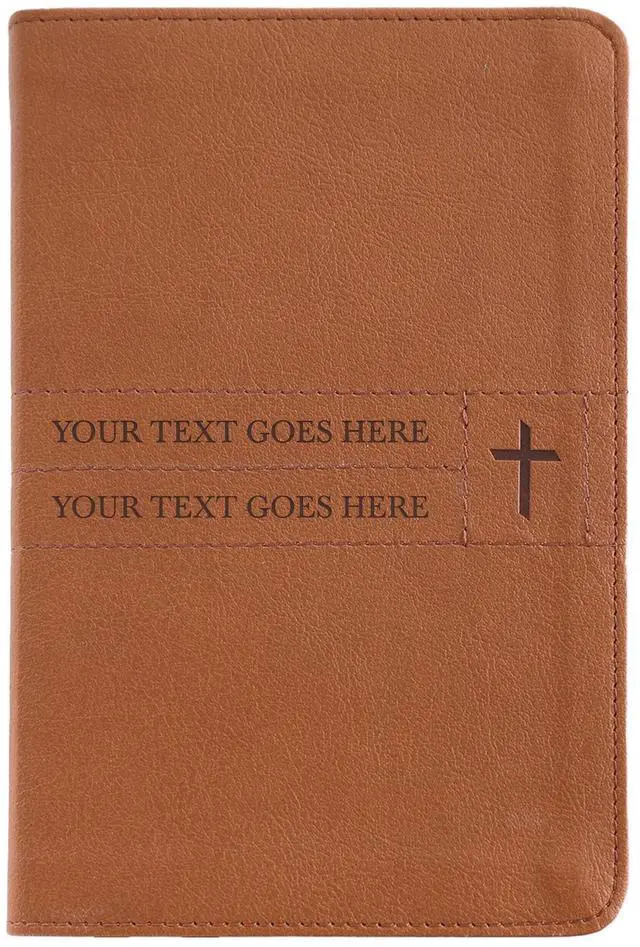 Main image of Personalized NIV Small Compact Bible New International Version Faux Leather Holy Bible Small Print with Debossed Custom Name Up to 2 Rows of Text, Gift for Christian & Religious Celebrations, Brown
