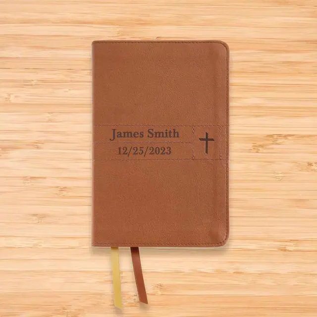 Alt view image 7 of 7 - Personalized NIV Small Compact Bible New International Version Faux Leather Holy Bible Small Print with Debossed Custom Name Up to 2 Rows of Text, Gift for Christian & Religious Celebrations, Brown