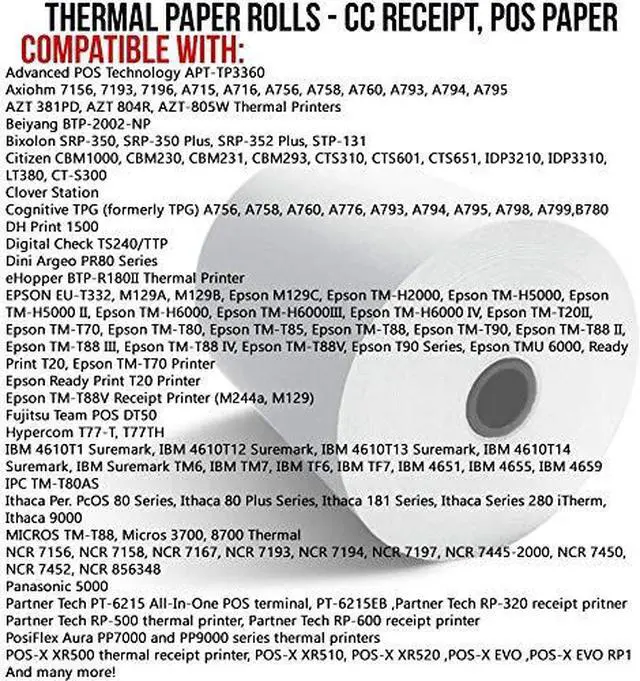 Alt view image 5 of 7 - 3 1/8" x 190' (50 POS Rolls) Bpa Free Thermal Receipt Printer Paper 318190