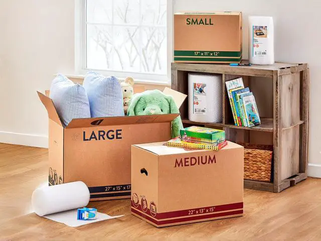 Alt view image 5 of 6 - Small Shipping Boxes 22x13x15, Sturdy Corrugated Moving Boxes for Packing, Storage & Mail, Medium Cardboard Box for Moving Supplies, Brown Kraft Box Easy to Assemble, Ships Flat in Bundles of 25