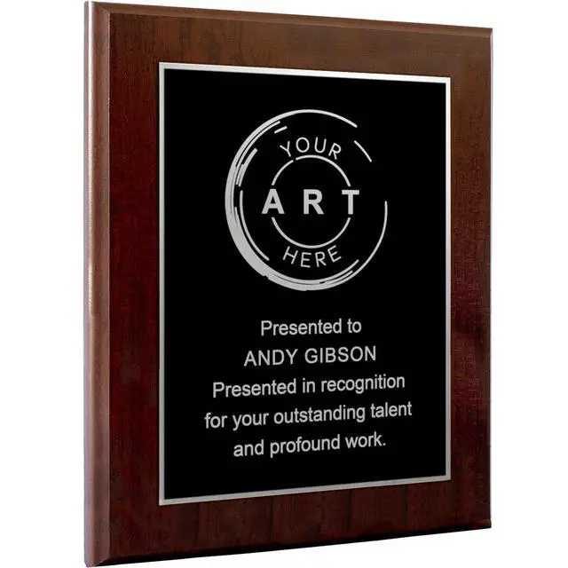 Alt view image 5 of 7 - Custom Laser Engraved Award Plaque, Personalized Recognition Plaque with Black Plate and Gold or Silver Engraving, Multiple Wood Finishes for Employee, Corporate & Achievement Awards | Custom