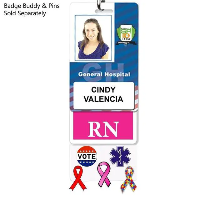 Alt view image 4 of 7 - Bulk 20 Pack - Badge Buddy Pin Holder for Nursing Pins - Vertical 5 Hole Blank White Card Backer - Display Your Cute, Funny, Trading, Award & Medical Pins - Great for Nurse, Student by