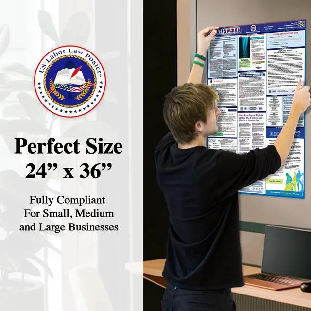 Alt view image 3 of 7 - 2026 California CA All-in-One Workplace Compliance & Labor Law Poster (Federal State & OSHA) English and Spanish Bundle Laminated