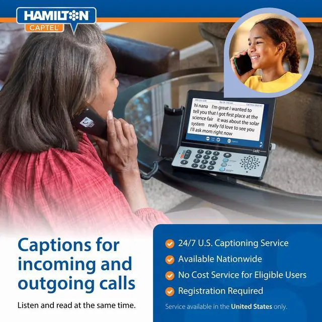 Alt view image 3 of 7 - CapTel 2400iSPNBT Captioned Telephone, Large Touch Screen Phone for Hard of Hearing with Answering Machine, Powerful Speakerphone, Volume Booster up to 40dB, Hearing Aid Compatible