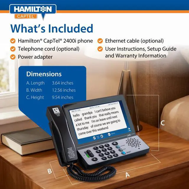 Alt view image 5 of 7 - CapTel 2400iSPNBT Captioned Telephone, Large Touch Screen Phone for Hard of Hearing with Answering Machine, Powerful Speakerphone, Volume Booster up to 40dB, Hearing Aid Compatible