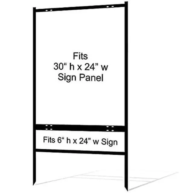 Alt view image 2 of 7 - Real Estate Yard Sign Metal H-Frame, 30 x 24 Slide-in with Rider, Black (Pack of 1), C 230