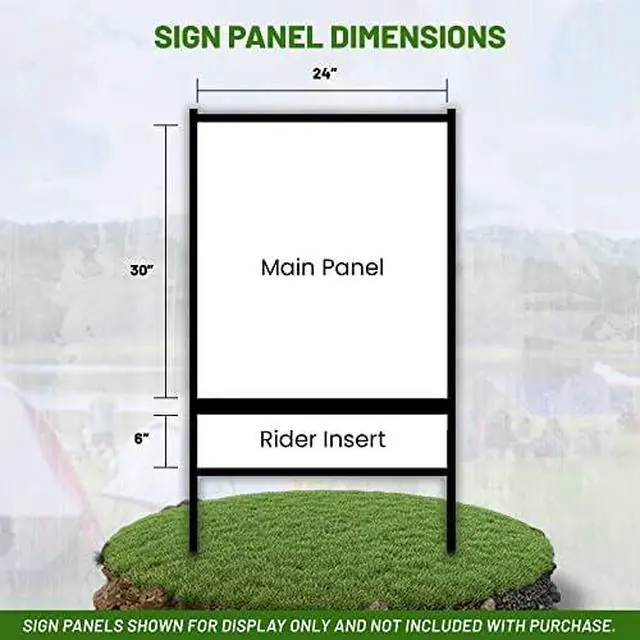 Alt view image 4 of 7 - Real Estate Yard Sign Metal H-Frame, 30 x 24 Slide-in with Rider, Black (Pack of 1), C 230