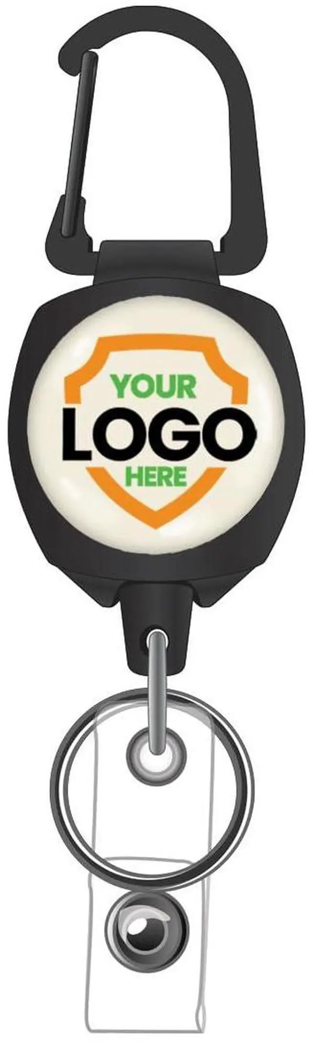 Main image of 5 Pack - Heavy Duty Custom Badge Reel Photo or Logo Personalized Sidekick Retractable Carabiner Badge Holder - Durable Customized No Twist ID Retractor w/Key Ring and I'd Card Clip