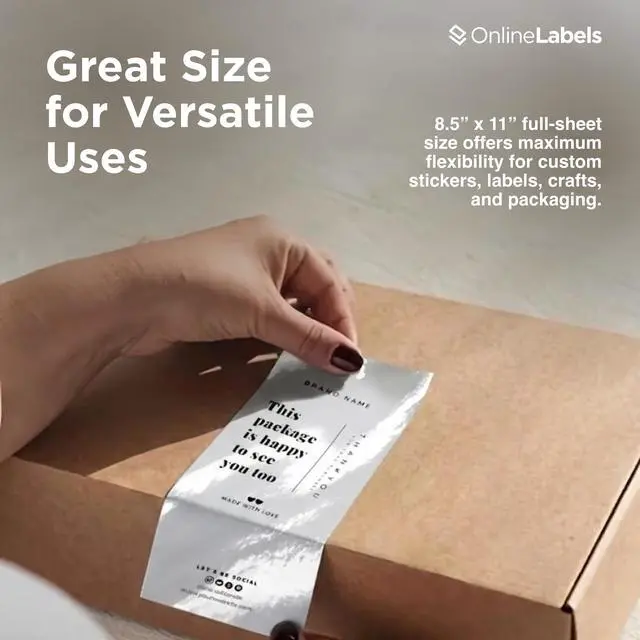 Alt view image 4 of 7 - 8.5 x 11 White Gloss Sticker Paper (Inkjet Printers Only) - 100 Sheets - Full Sheet Labels - OnlineLabels