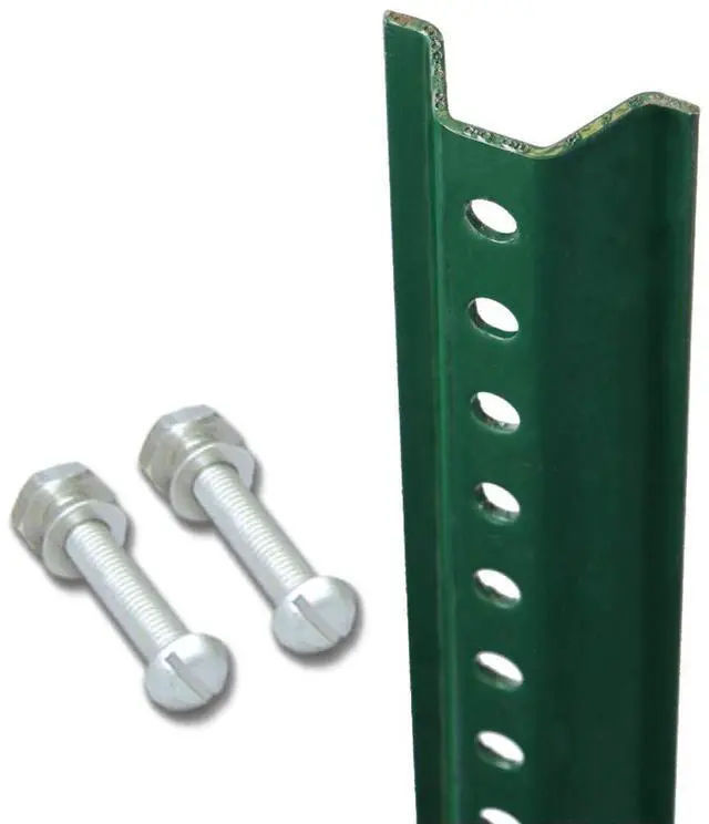 Main image of 7 Foot Standard U-Channel Sign Post, 2.25 inch Wide, Baked Enamel Steel, Pre-Drilled Holes, Rustproof, Green (Includes Hardware), Made in USA
