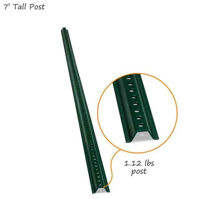 Alt view image 4 of 7 - 7 Foot Standard U-Channel Sign Post, 2.25 inch Wide, Baked Enamel Steel, Pre-Drilled Holes, Rustproof, Green (Includes Hardware), Made in USA