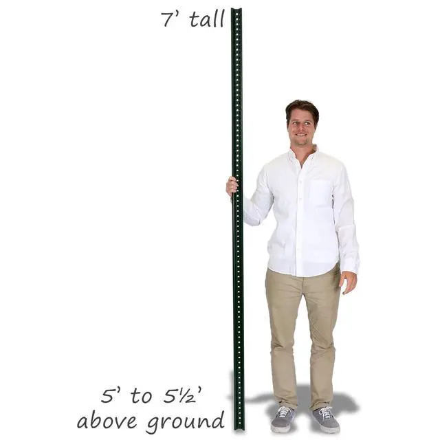 Alt view image 5 of 7 - 7 Foot Standard U-Channel Sign Post, 2.25 inch Wide, Baked Enamel Steel, Pre-Drilled Holes, Rustproof, Green (Includes Hardware), Made in USA