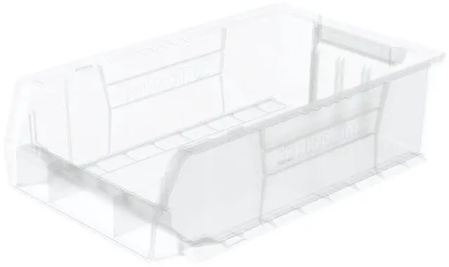 Main image of 30280 Super-Size AkroBins Plastic Storage Bins, Space-Saving Stackable Bins for Garage, Classroom, Warehouse Organization, 20" L x 12" W x 6" H, Clear, 4-Pack