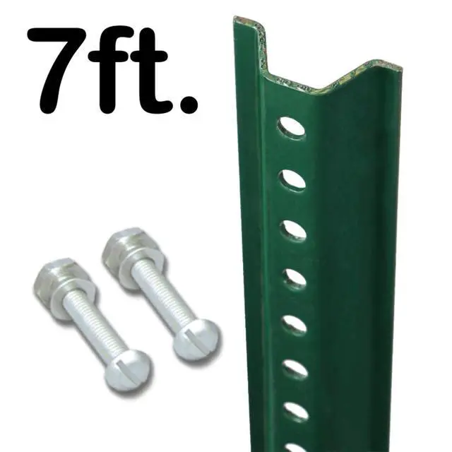 Alt view image 2 of 7 - 7 Foot Standard U-Channel Sign Post, 2.25 inch Wide, Baked Enamel Steel, Pre-Drilled Holes, Rustproof, Green (Includes Hardware), Made in USA