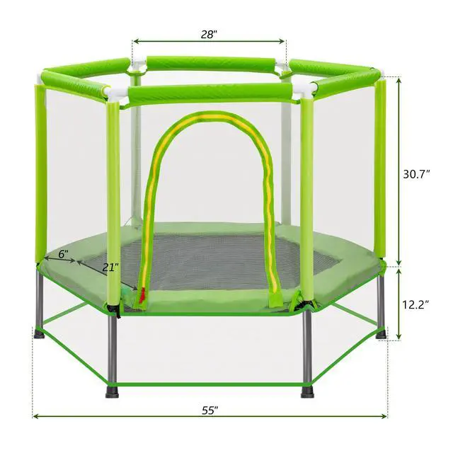 Alt view image 7 of 7 - 55" Indoor/Outdoor Kids Jumper: Safety Enclosure Net, Ball Pit Included | 4.5FT Mini Trampoline for Toddlers & Babies 3+ Months
