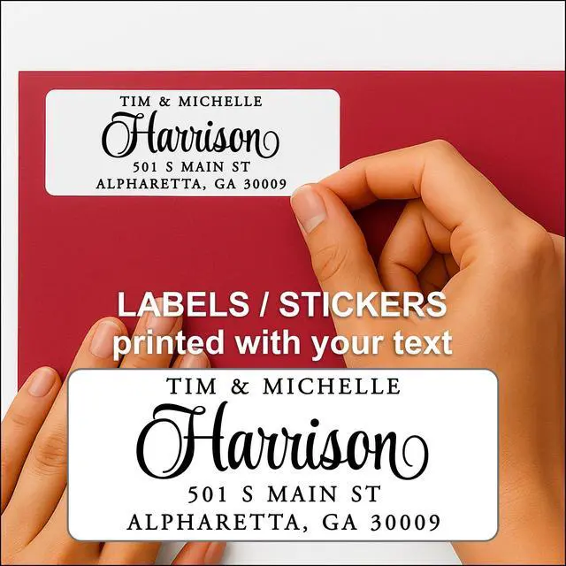 Alt view image 2 of 7 - White Address Labels - Personalized Name Stickers, Custom Printed Return Mailing and Shipping Labels for Envelopes, Packages, Business, Home by (1000, Serif and Script)